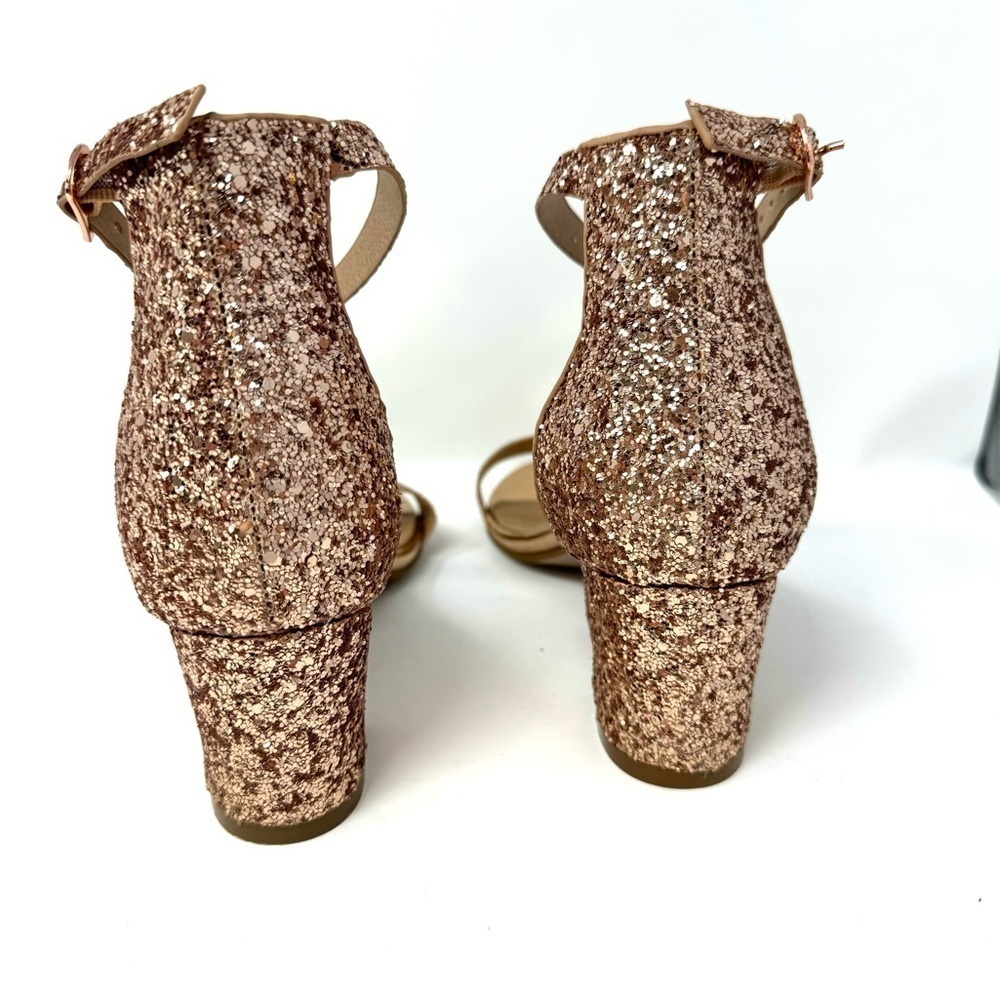 J. Adam’s Daisy Champagne Glitter block heel sandals 8 - Picture 5 of 10